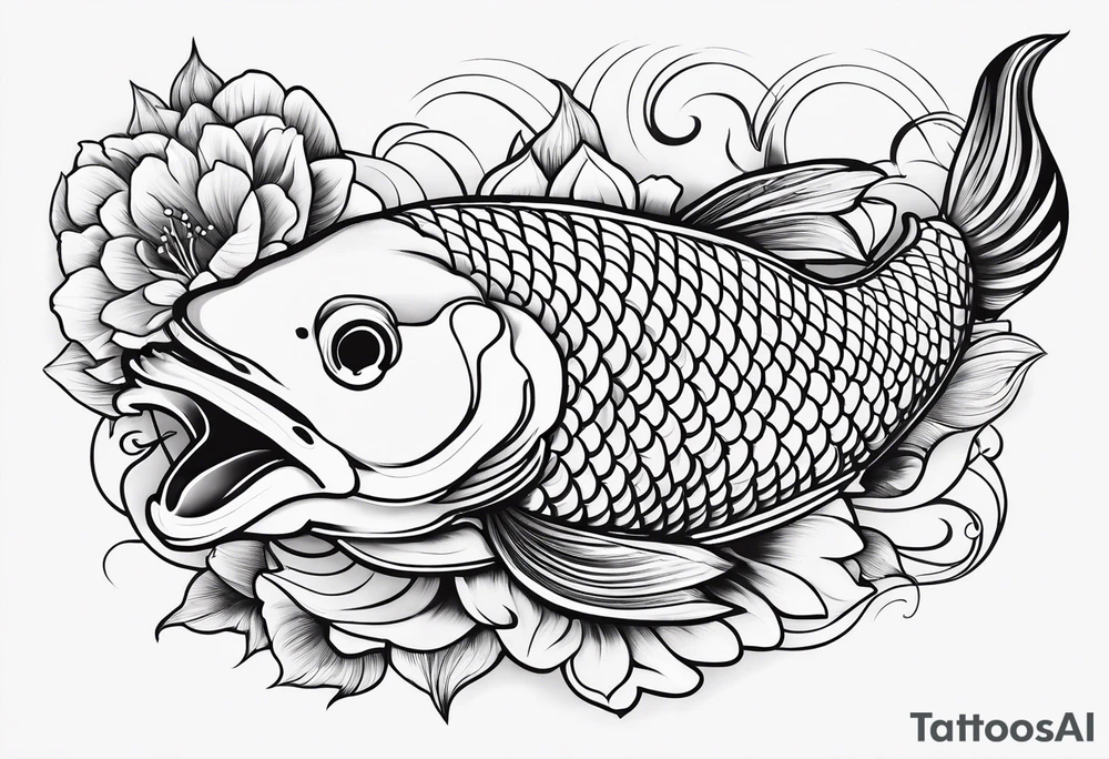 Koi fish with flower tattoo idea