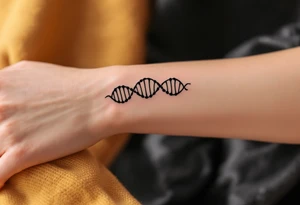A fine-line black helix spiraling gently around the forearm like a strand of DNA. tattoo idea