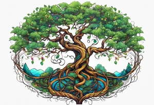 DNA helix embedded into the tree of life. The tree being a willow tree. tattoo idea
