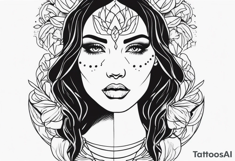 Woman with two faces tattoo idea