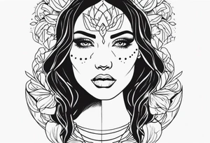 Woman with two faces tattoo idea