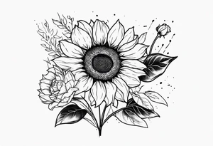 Sunflower,spray rose,carnations tattoo idea