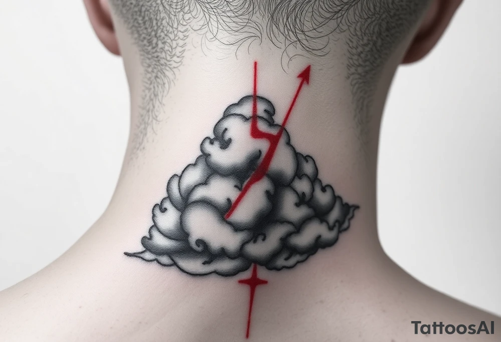 deepfull description of details with clouds and red tattoo idea