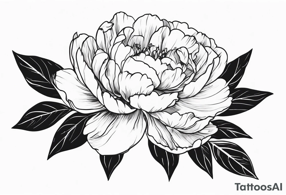 peony with leaves tattoo idea