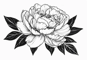 peony with leaves tattoo idea
