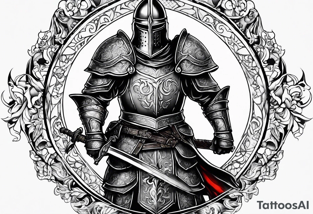 Medieval warrior shown in full tattoo idea