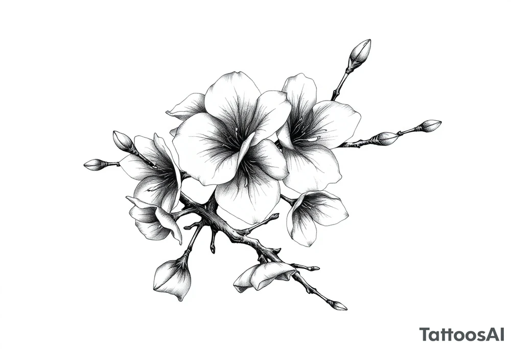 Cherry blossom branchwith rund petals tattoo idea