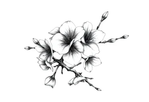 Cherry blossom branchwith rund petals tattoo idea