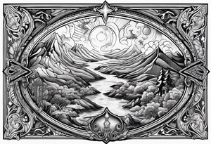 A visual representation of the creation story from the bible. 16" tall 6" wide tattoo idea