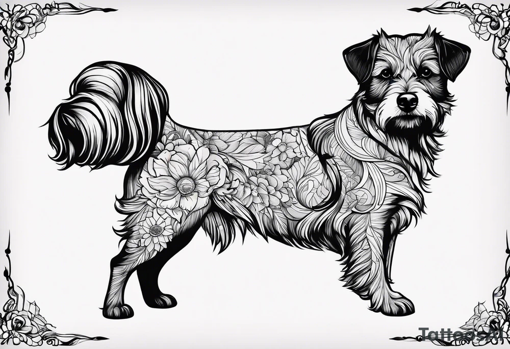 Outline shape of small dog tattoo idea