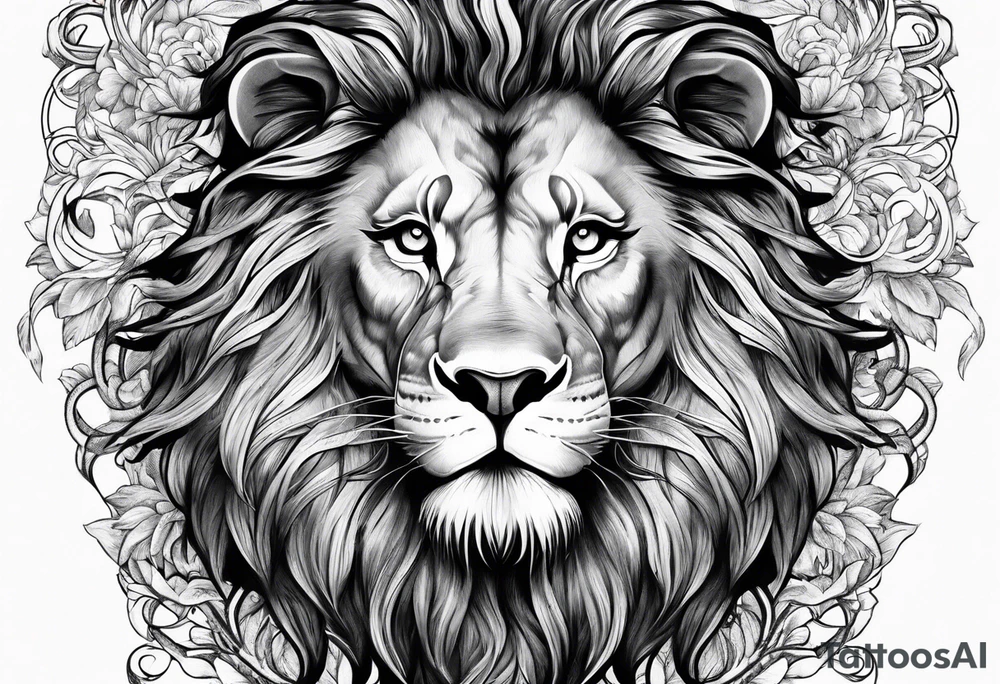 lion with snake hair tattoo idea