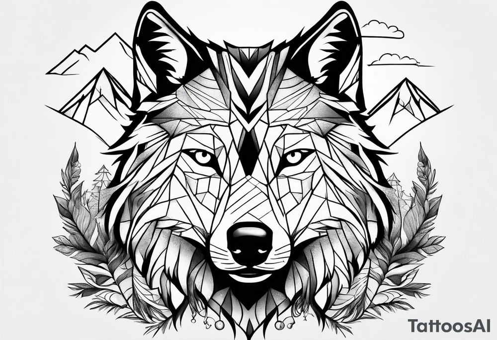 Mountains, wolf eyes underneath tattoo idea