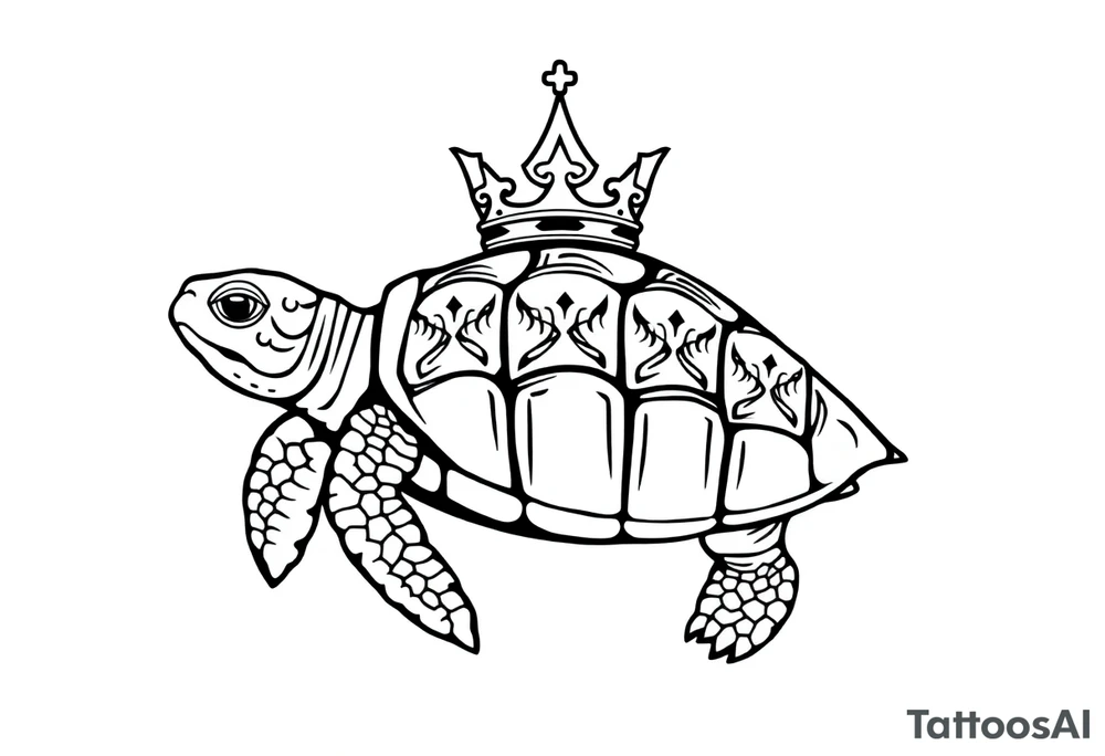 Turtle with crown tattoo idea
