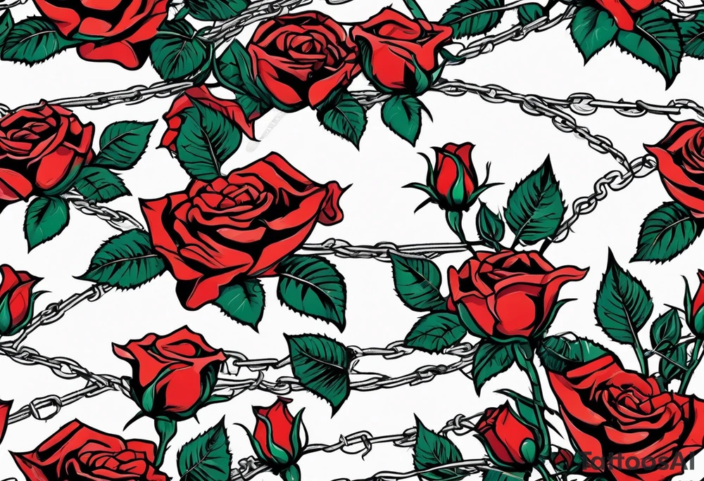 roses with thorns and barbed wire intertwined tattoo idea