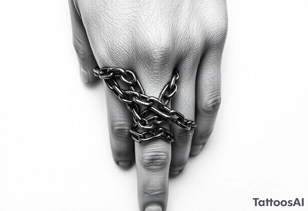 Chains wrapped on pointer finger and connected to thumb from my wrist tattoo idea