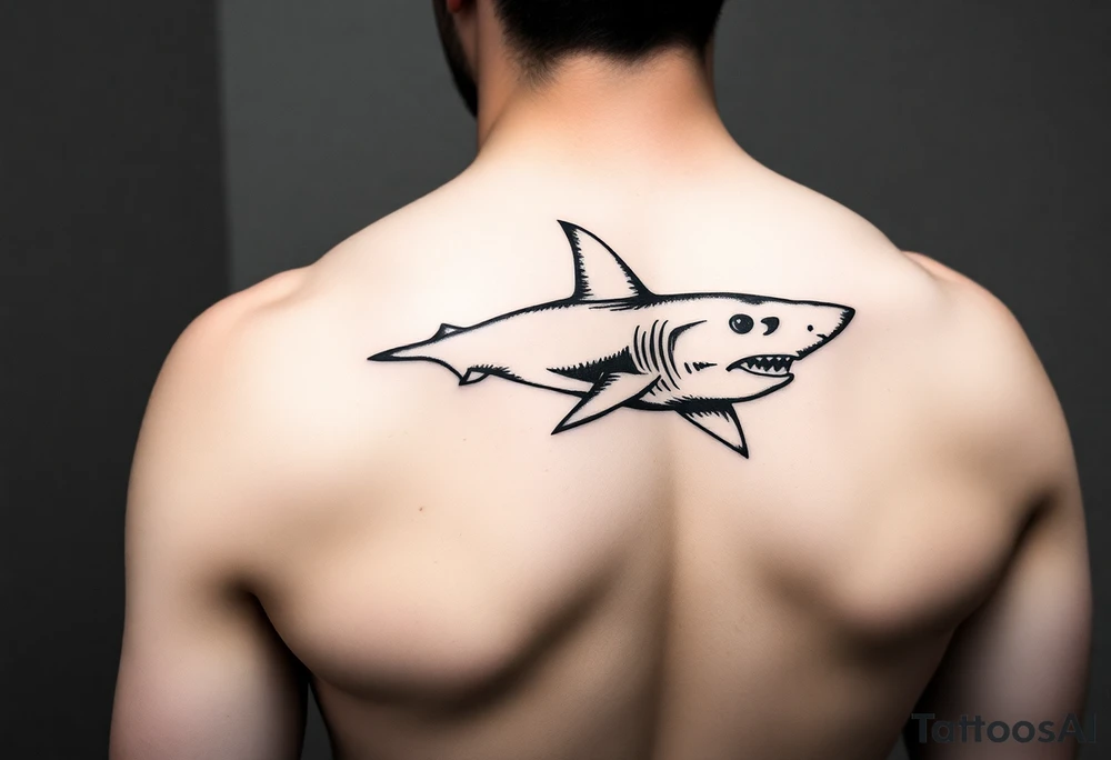 I have a shark silhouette on my triceps I want a feminine fine line half sleeve in black and white tattoo idea