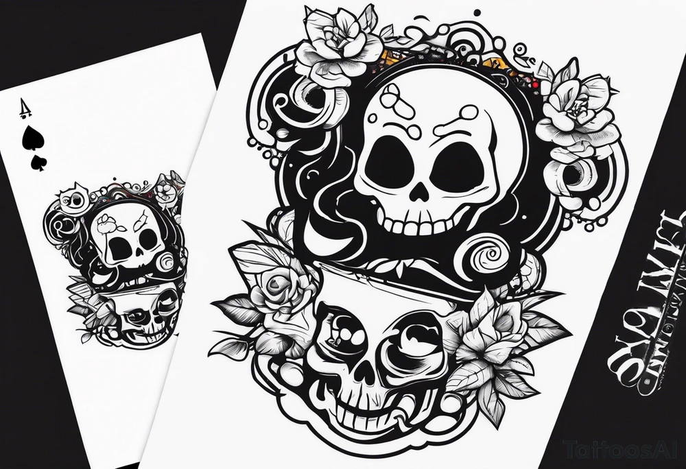 System of the down tattoo with Skeltons tattoo idea