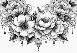 Sakura flowers with lace sternum tattoo idea