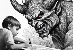 Demon stalking a boy tattoo idea