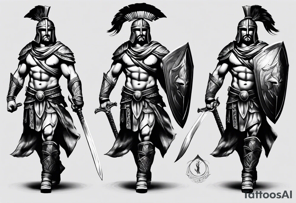 spartan warrior  full body tattoo idea