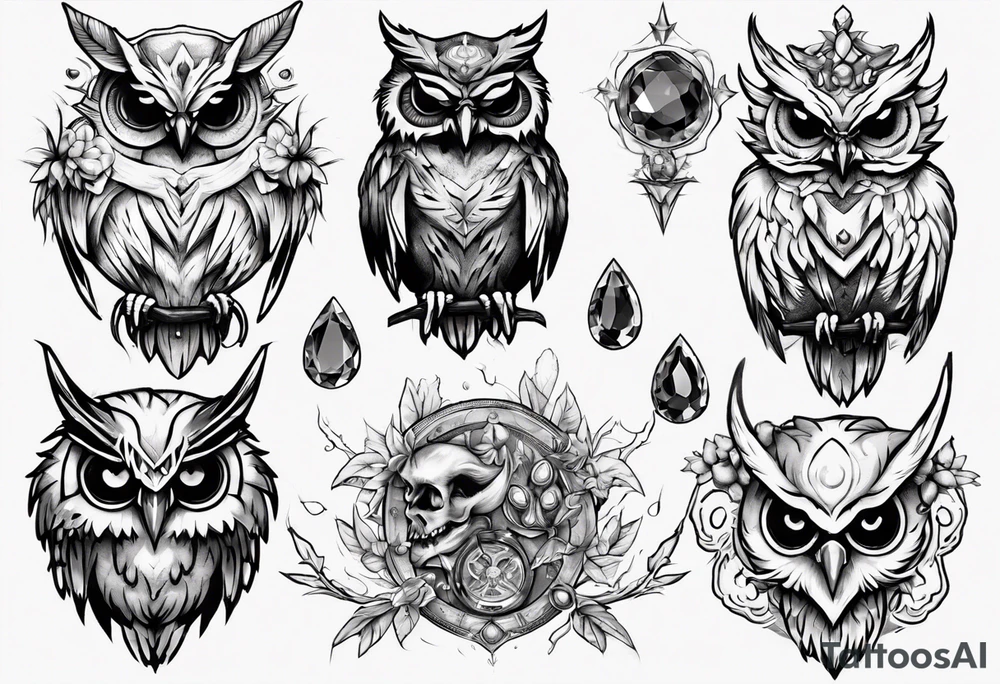 The Demon Owl Stolas, a Prince of Hell who is obsessed with gems, knowledge of astrology and poisonous plants. tattoo idea