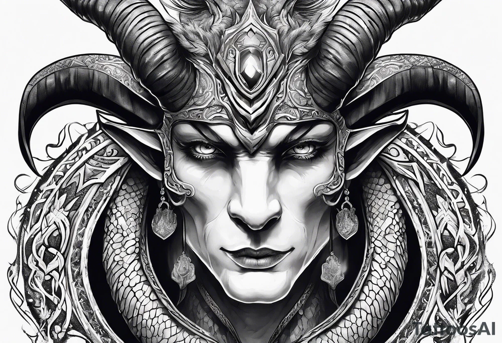 Python with horned head tattoo idea