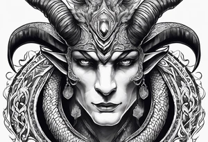 Python with horned head tattoo idea