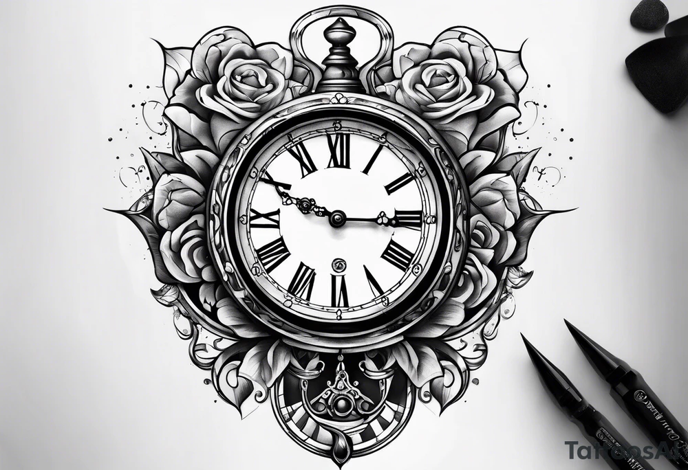 melting clock tattoo idea