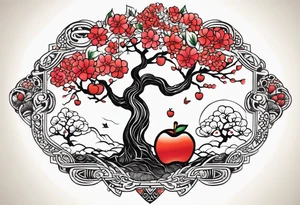 Mother/daughter tattoo around theme “apple doesn’t fall far from the tree” tattoo idea