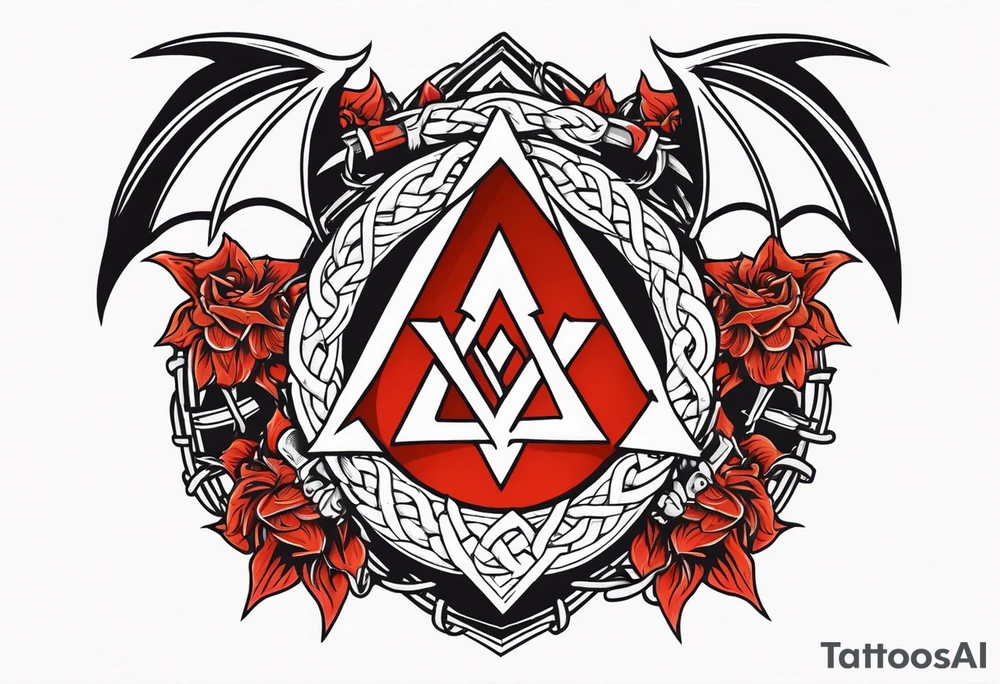 Valhalla sword shield dragon axe barbed wire chains valknut fire tattoo idea Valhalla sword shield dragon axe barbed wire chains valknut fire tattoo idea