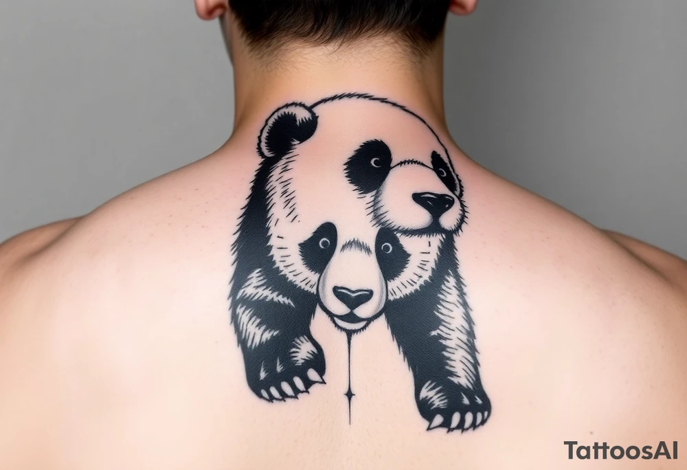 a realistic Panda bear with lots of detail for upper arm tattoo idea
