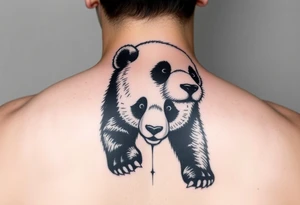 a realistic Panda bear with lots of detail for upper arm tattoo idea
