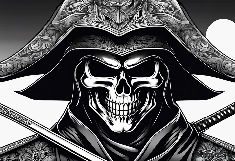 katana with grim reaper tattoo idea