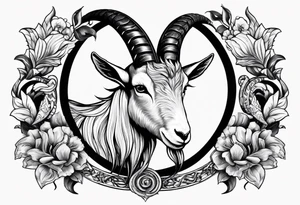 Image of a goat combined with a Snake. The 2 pairs of horns are the snake. tattoo idea