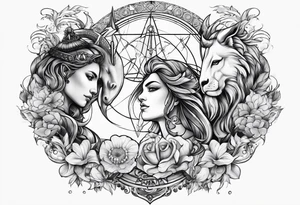 Aquarius and Sagittarius over 2 Leo and 2 Capricorn tattoo idea