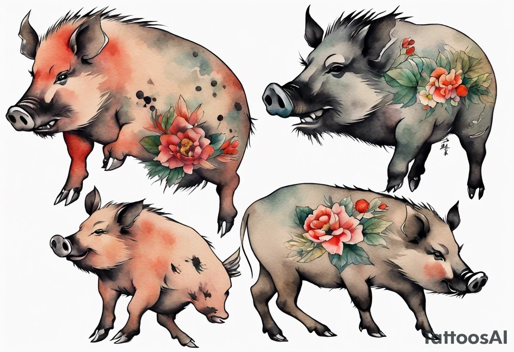 an elderly boar tattoo idea