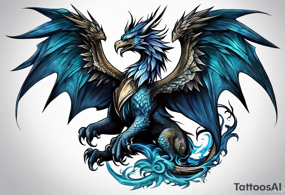gryphon and dragon tattoo idea