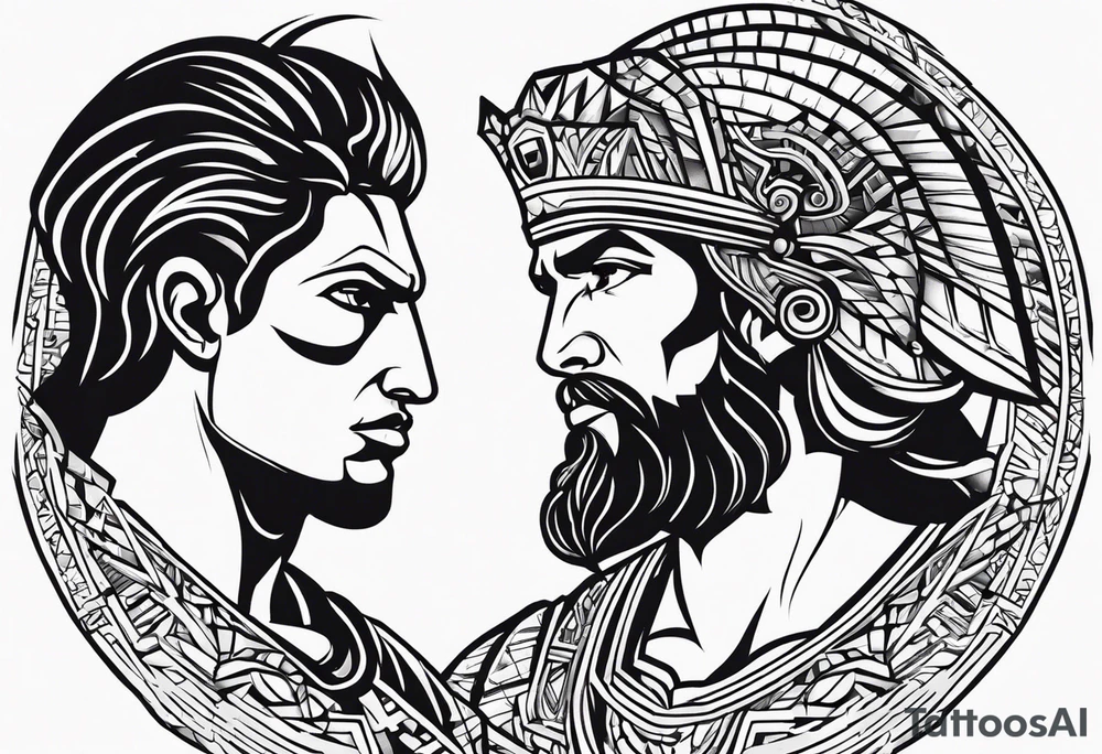 Simple David and Goliath tattoo idea