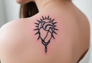 human heart chained up within the sublime sun tattoo idea