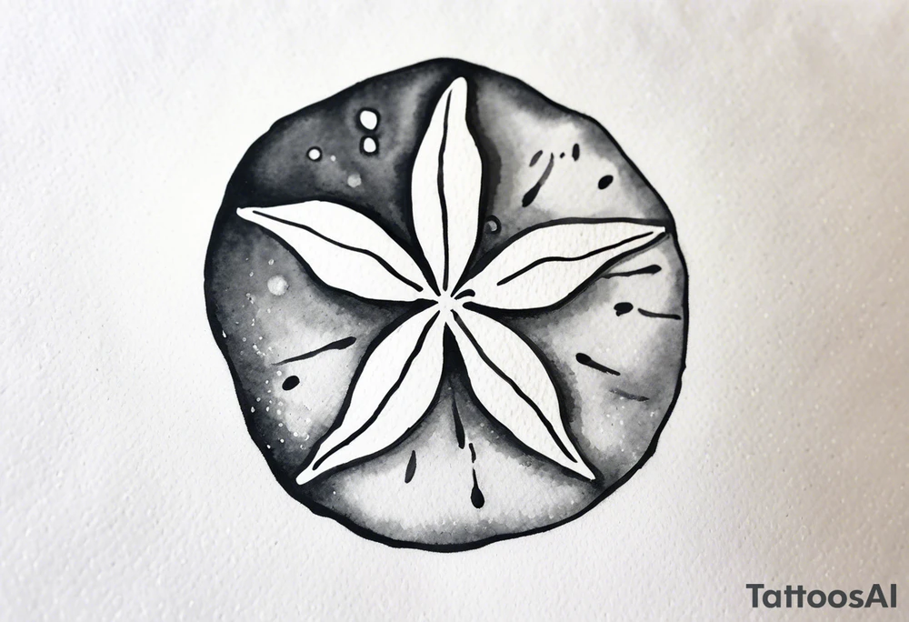 sand dollar 
watercolor
light gray
you can see the dove shell peaking out.

draw sand around it like it's washed up on the beach.
the tattoo will go on the underside of my wrist. tattoo idea