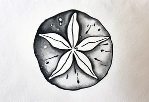 sand dollar 
watercolor
light gray
you can see the dove shell peaking out.

draw sand around it like it's washed up on the beach.
the tattoo will go on the underside of my wrist. tattoo idea