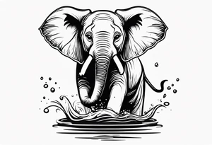 cute Elephant playing with water tattoo idea