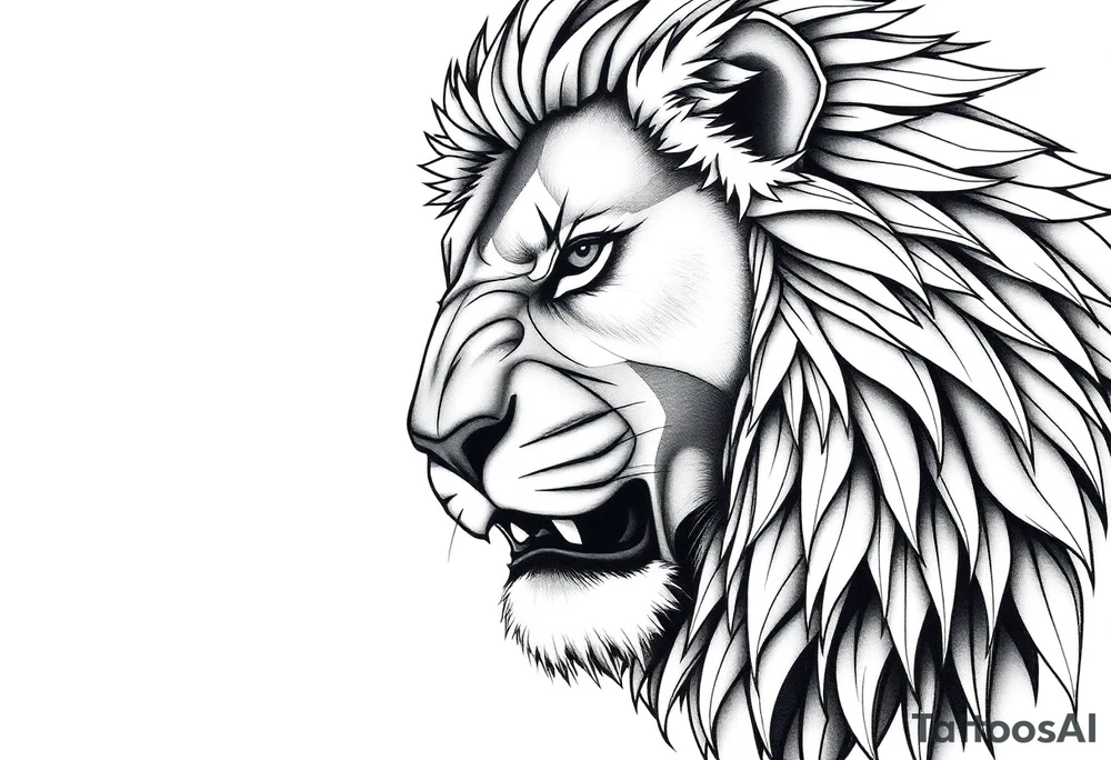 powerful majestic lion, close-up tattoo idea