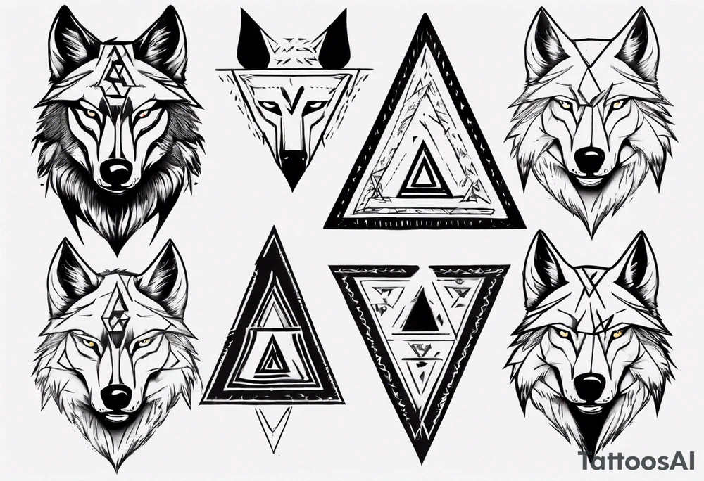 wolf head with triangle on forehead tattoo idea