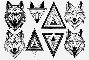 wolf head with triangle on forehead tattoo idea