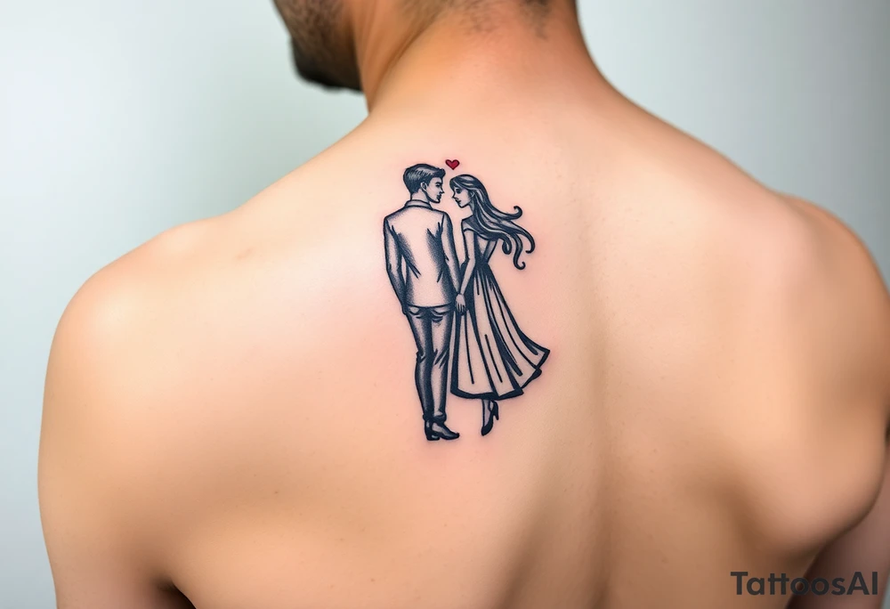 Two people in love holding each other tattoo idea