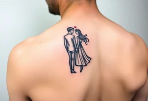 Two people in love holding each other tattoo idea