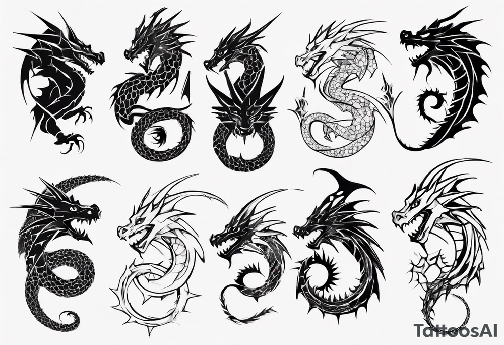 Dragon wrapping around arm with spikes tattoo idea