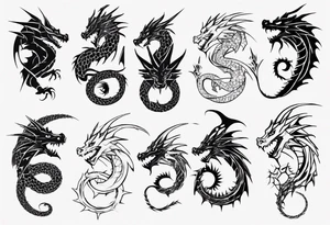 Dragon wrapping around arm with spikes tattoo idea