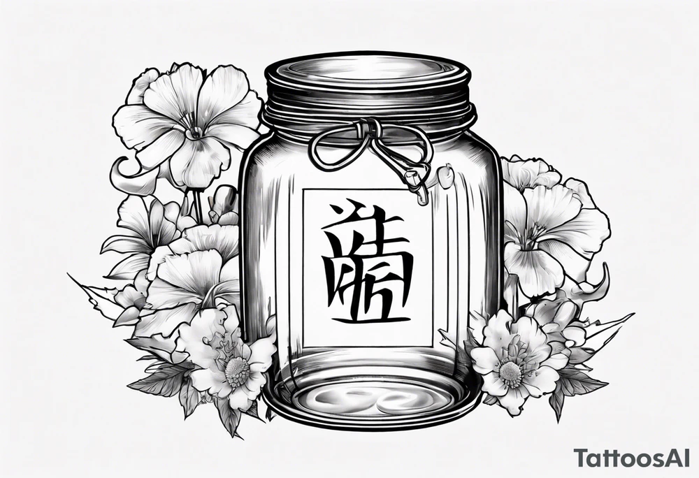 jar with flowers and the date blow the jar 12.08.05 tattoo idea